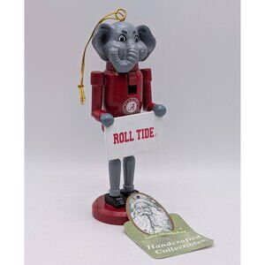 NEW NWT Alabama Crimson Tide Nutcracker Elephant Christmas Ornament Wooden